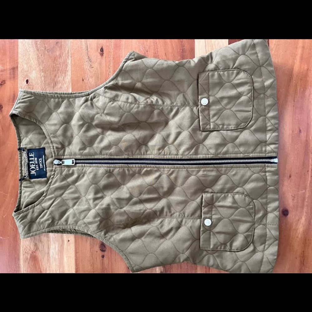 JOELLE COLLECTION Quilted Vest in Kaki Green/brown Color XL